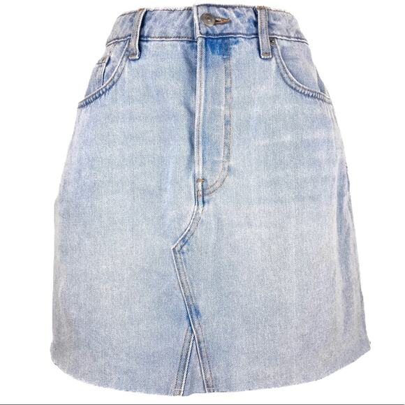 NWOT H&M Button fly, Raw-edge, Short Denim Skirt Sz 14 - Picture 2 of 11